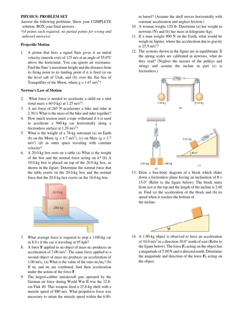 Physics-Problem-Set | PDF | Force | Thermal Expansion