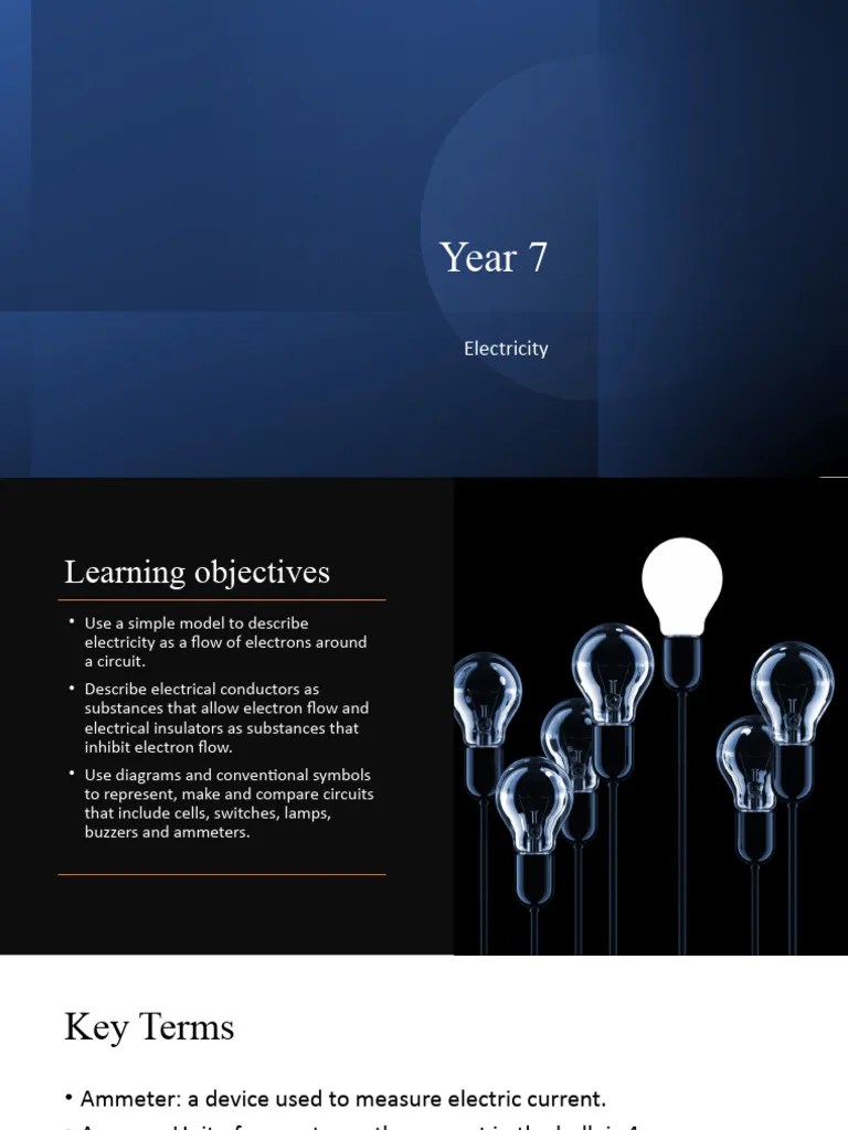 Year 7 Electricity | PDF | Electric Current | Electrical Conductor