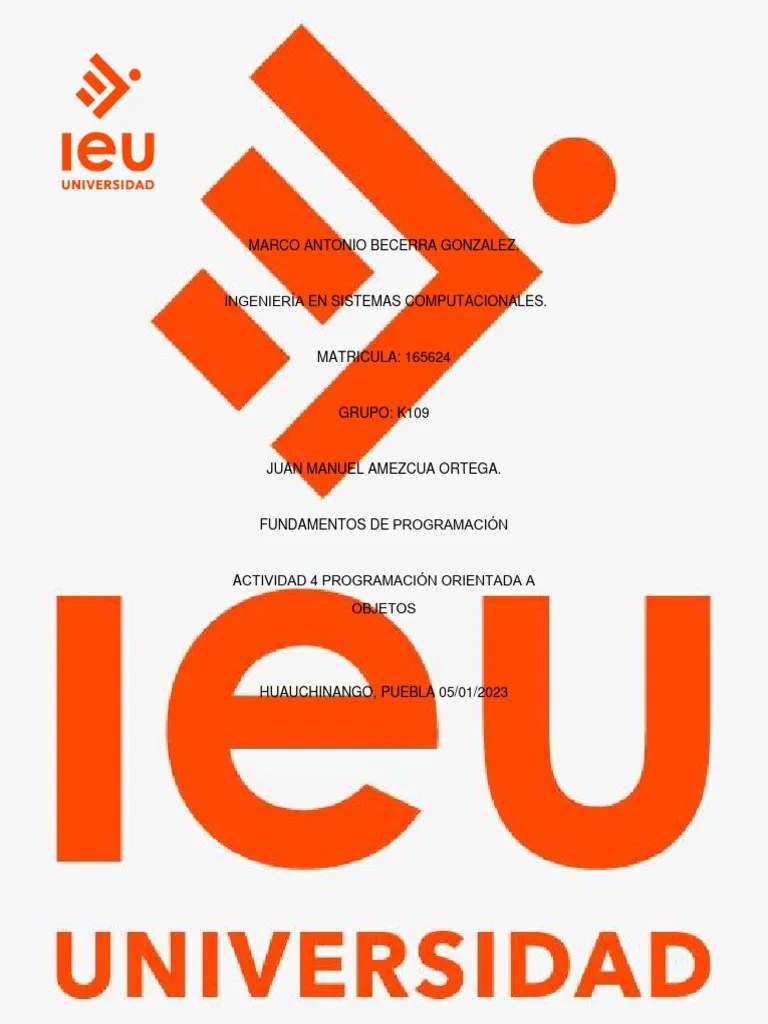 Actividad 4 Programacion Orientada A Objetos | PDF | Programación De ...