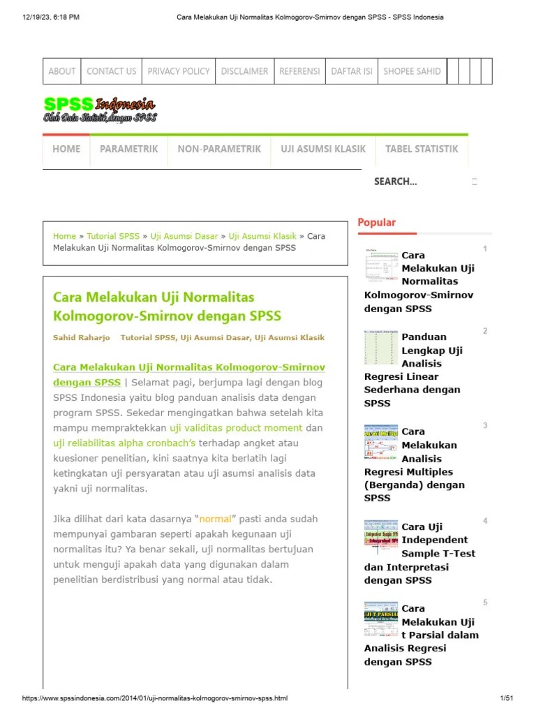 Cara Melakukan Uji Normalitas Kolmogorov-Smirnov Dengan SPSS - SPSS ...