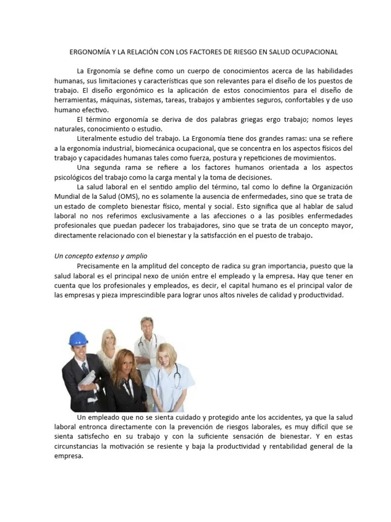 Ergonomia Laboral | PDF | Factores Humanos Y Ergonomía | Seguridad Y Salud Ocupacional
