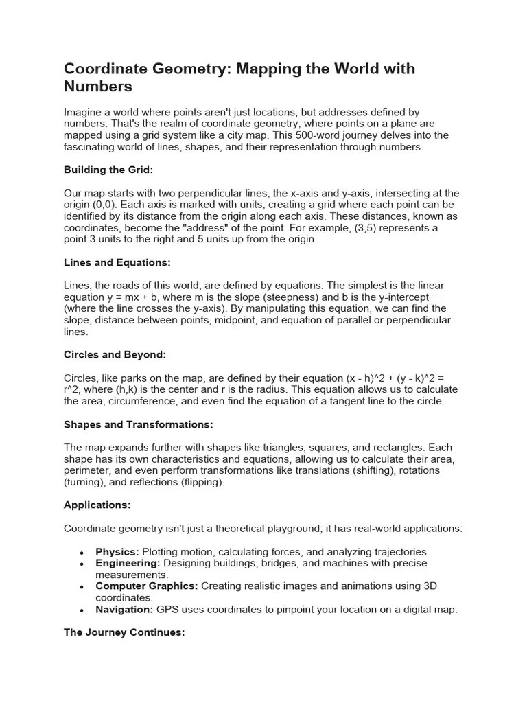 Coordinate Geometry | PDF | Line (Geometry) | Cartesian Coordinate System