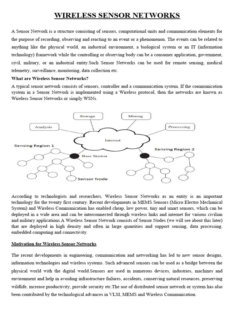 Wireless Sensor Network-Unit-1 | PDF | Wireless Sensor Network ...
