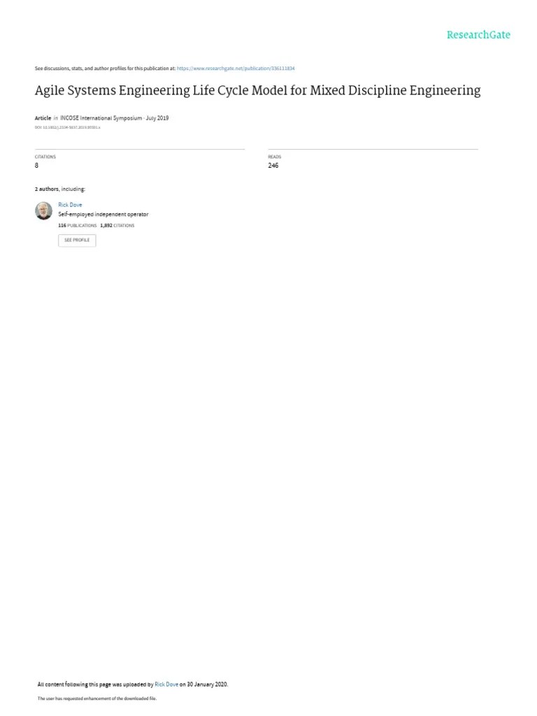 2019 - Agile Systems Engineering Life Cycle Model For Mixed Discipline ...