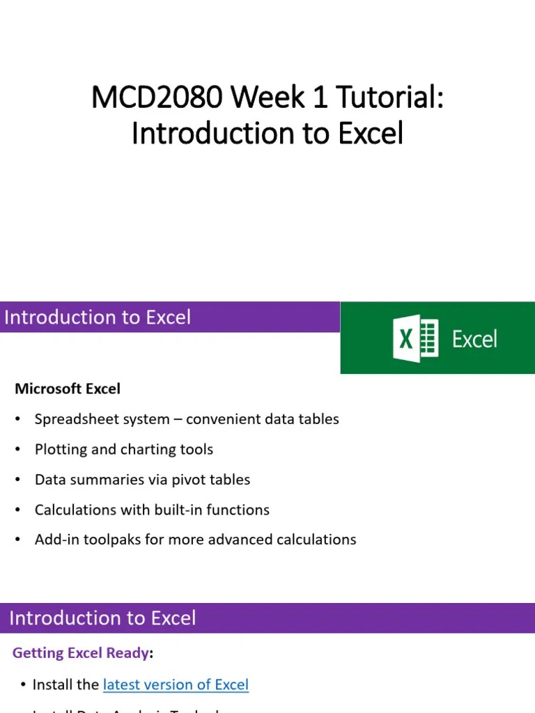 Tutorial (Week 1) | PDF | Microsoft Excel | Computing