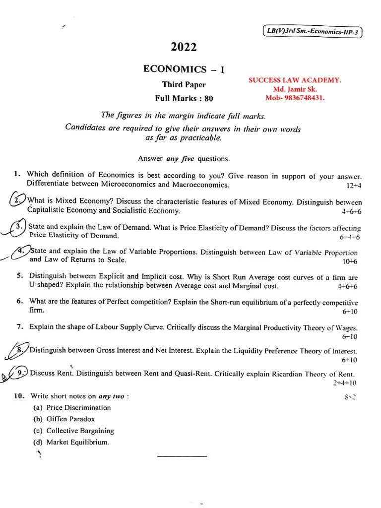Economics I Questions Papers Pdf Economics Supply Economics