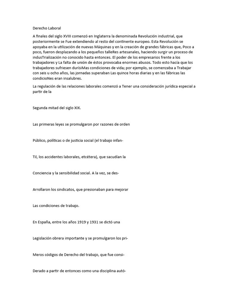 Derecho Laboral | PDF | Derecho Laboral | Clase Obrera