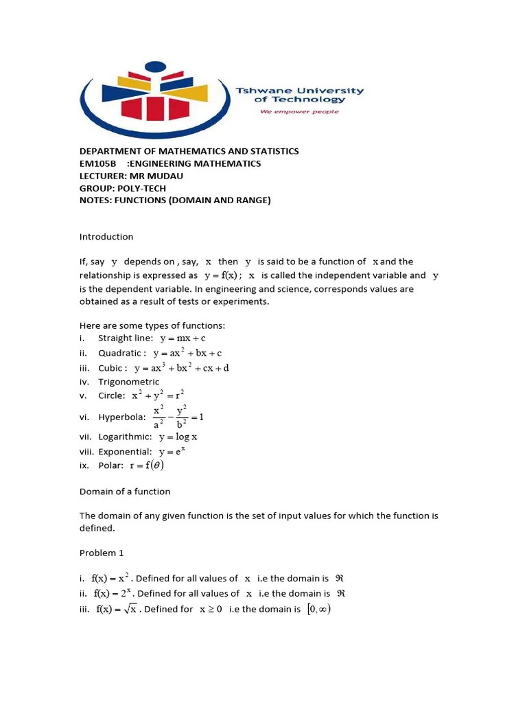 Functions (Domain And Range) | PDF | Function (Mathematics) | Square Root