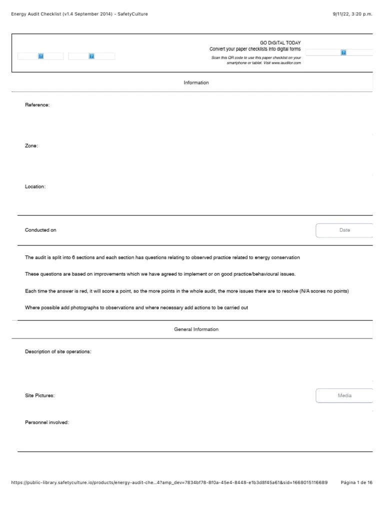 Energy Audit Checklist | Download Free PDF | Water Heating | Thermostat