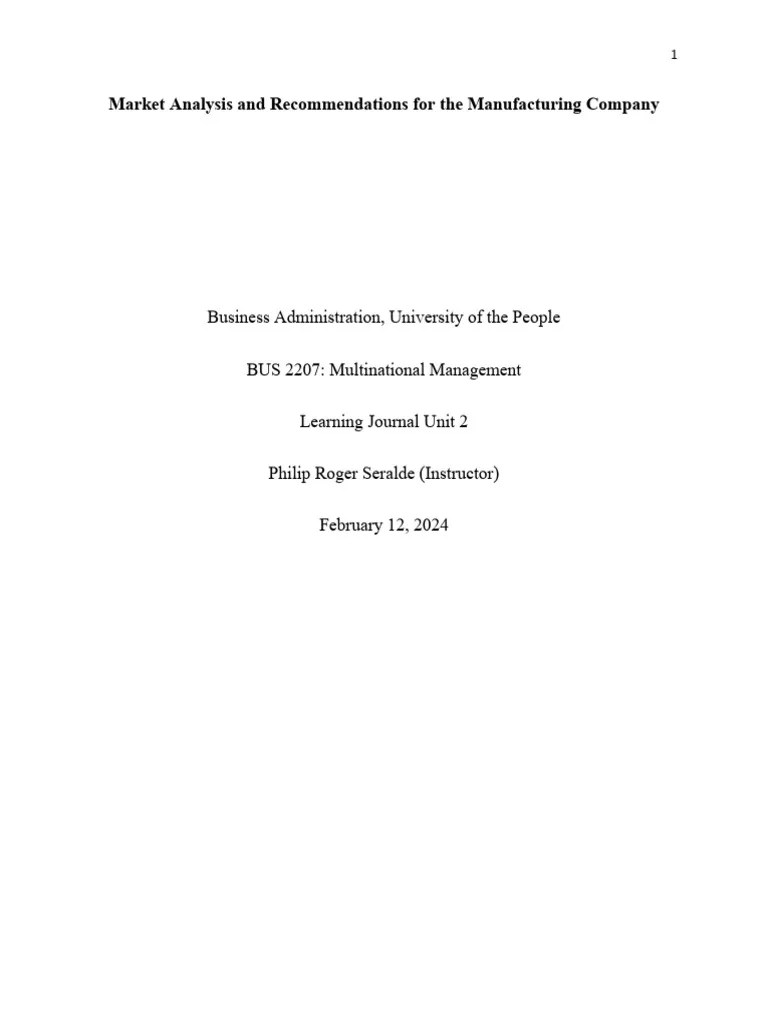 Bus 2207 - Ay2024-T3 - Learning Journal Unit 2 Multinational Management | PDF | Masculinity ...