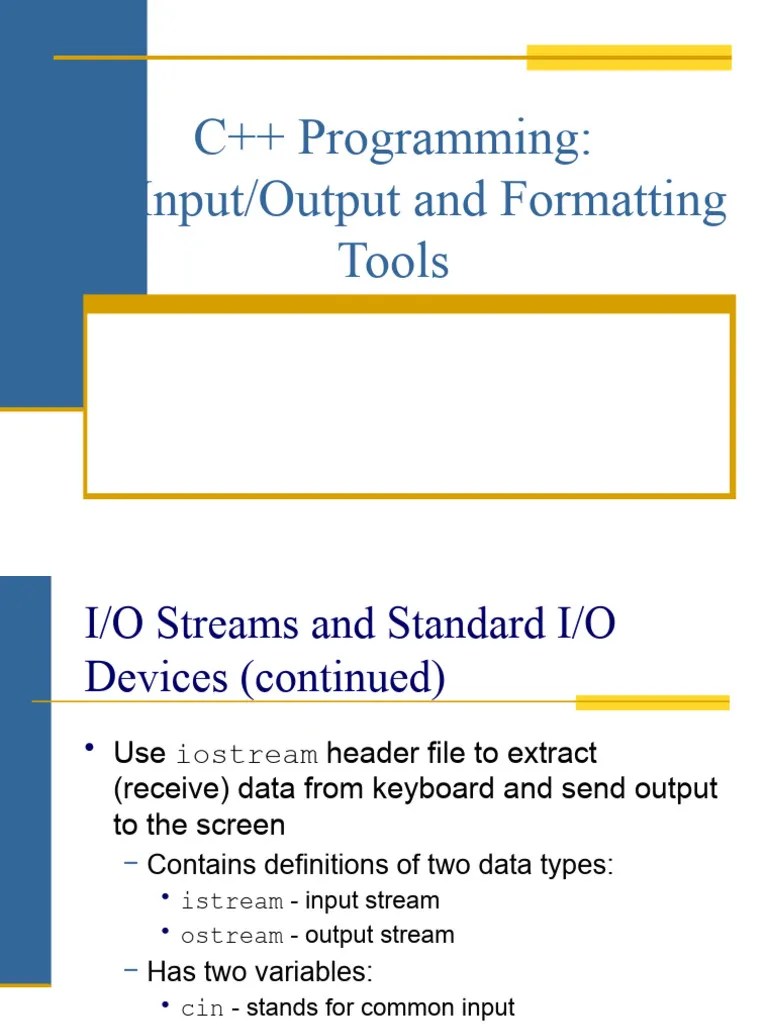 Input, Output And Formatting Tools | PDF | Parameter (Computer ...