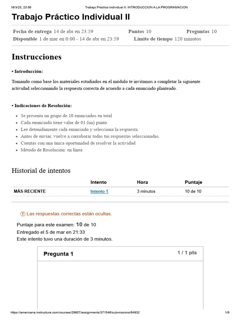 Trabajo Practico Individual II Introduccion A La Programacion | Descargar Gratis PDF | Lenguaje ...