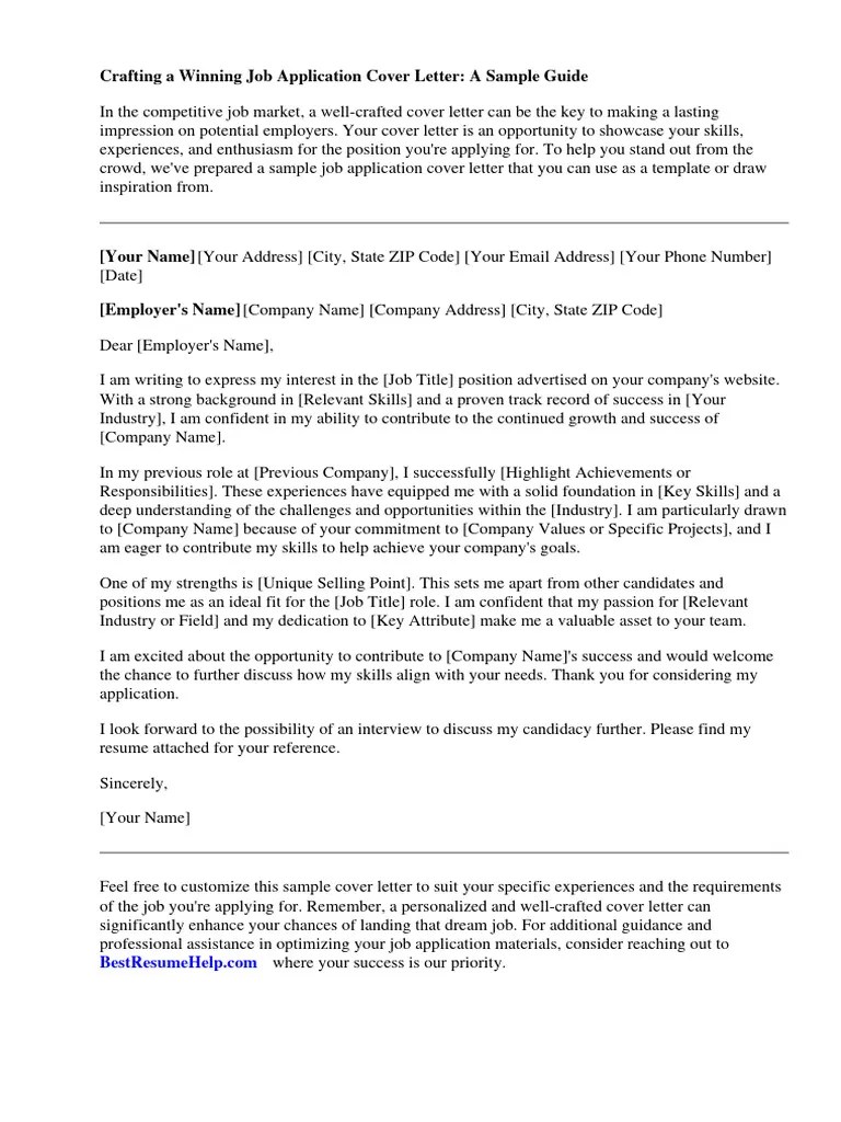 Job Application Cover Letter Sample | PDF | Résumé | Recruitment