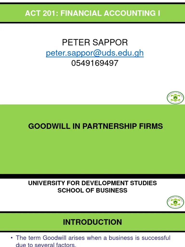 Lecture 3 - Goodwill In Partnership Firms | Download Free PDF | Goodwill (Accounting) | Debits ...