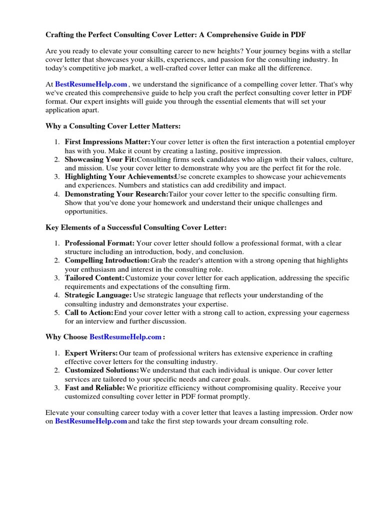 Consulting Cover Letter PDF | PDF | Consultant | Mc Kinsey & Company