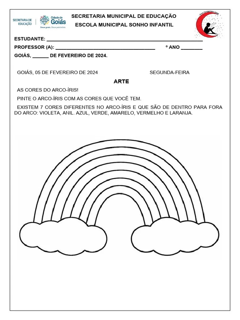 Bloco De Atividades 2024 | PDF | Arco-íris