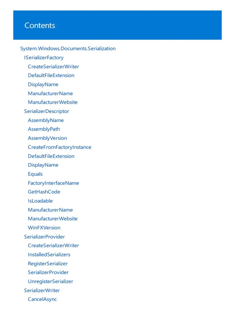 System - Windows.Documents - Serialization Namespace | Download Free PDF | Windows Presentation ...
