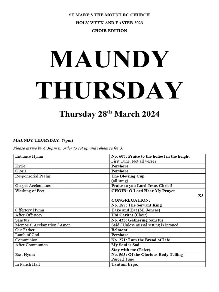Maundy Thursday 2024 FINAL | PDF | Eucharist | Rituals