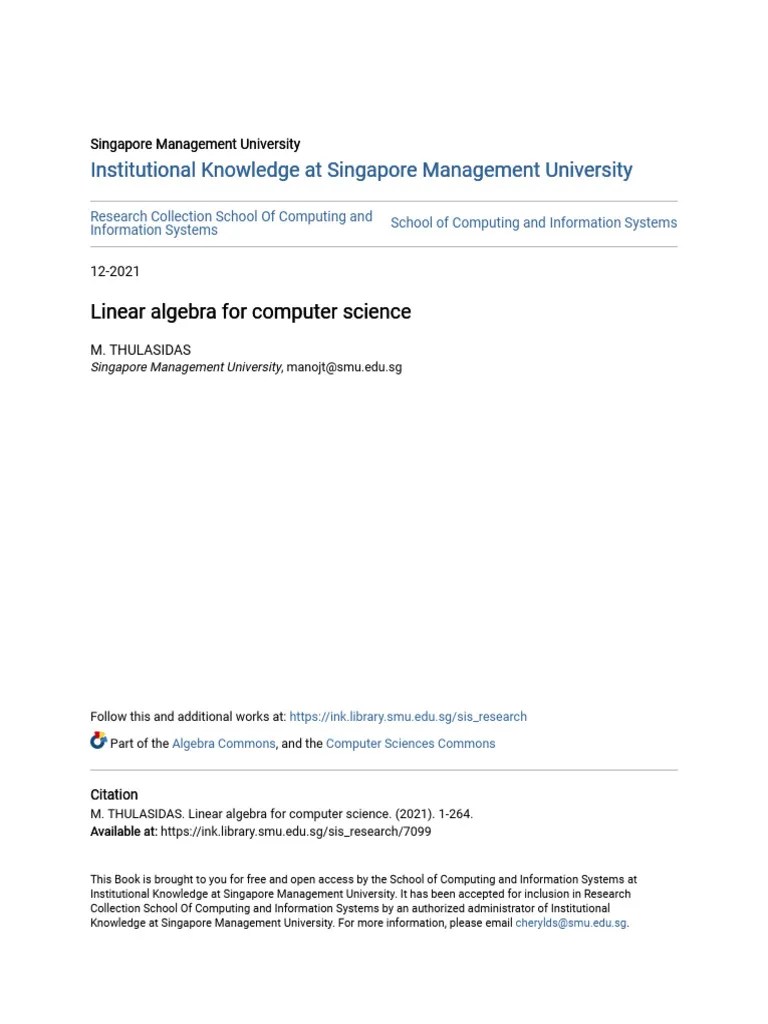 Linear Algebra For Computer Science | PDF | Matrix (Mathematics ...