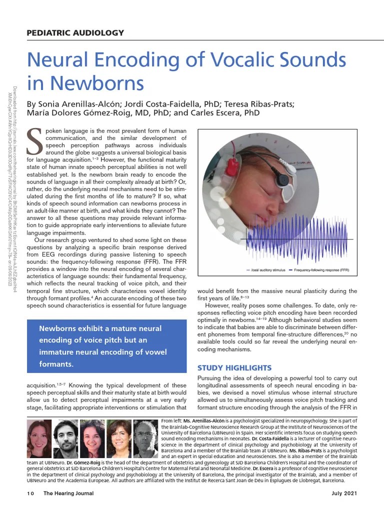 Neural Encoding Of Vocalic Sounds In Newborns.3 | PDF | Neuroscience ...