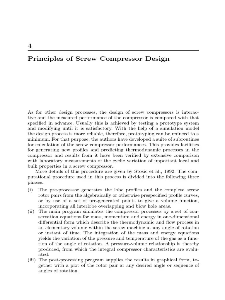 Chapter 4. Principles Of Screw Compressor Design | PDF | Physical ...