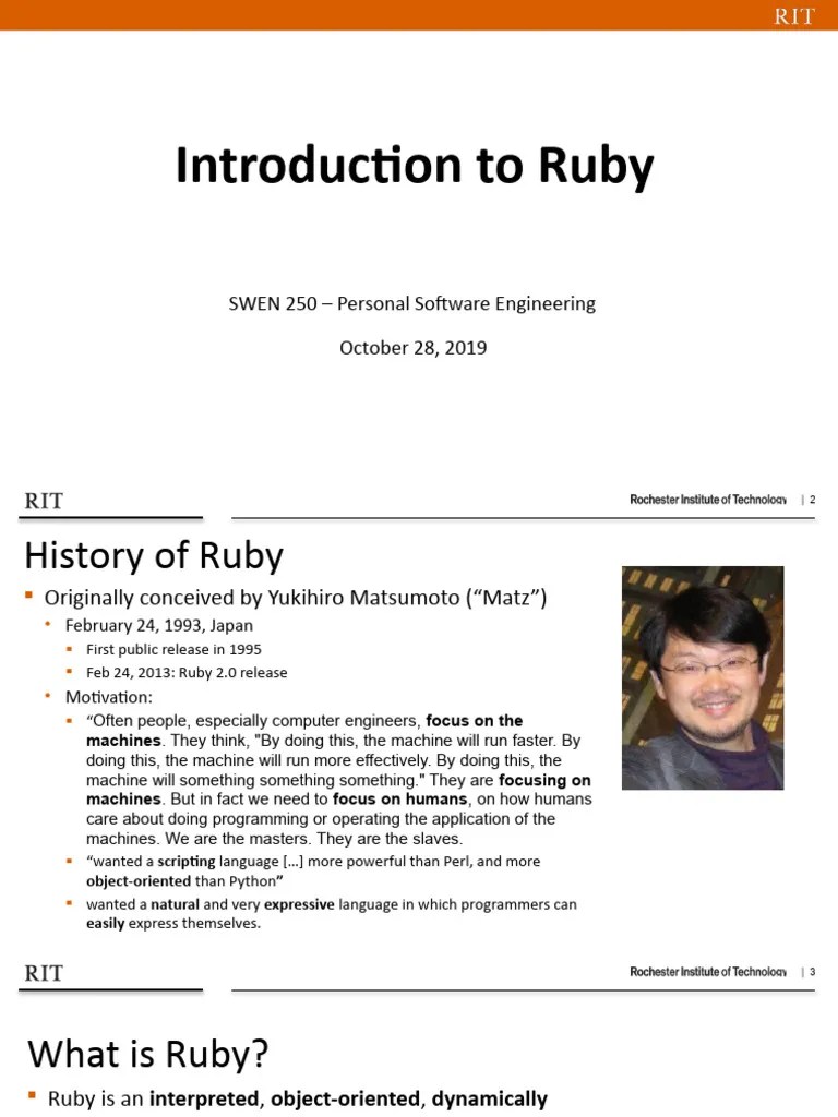 Intro To Ruby | PDF | Ruby (Programming Language) | Programming Language
