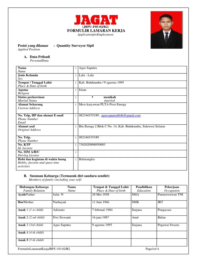 Formulir Lamaran Kerja | PDF