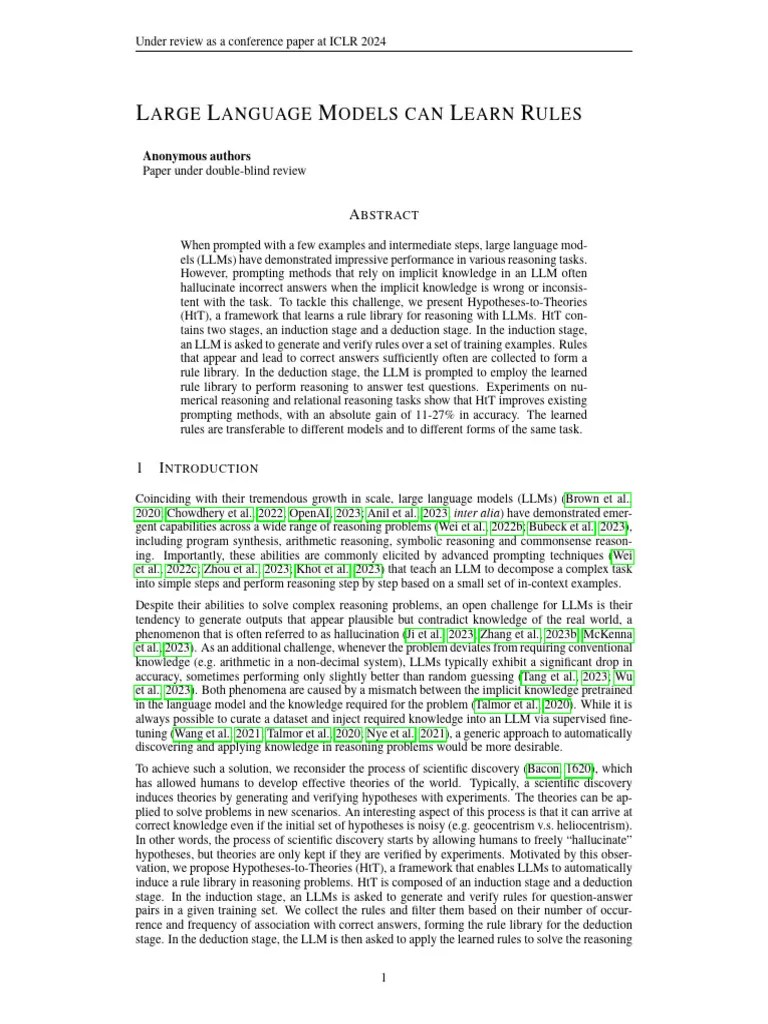 4966 Large Language Models Can Lear | PDF | Inductive Reasoning ...