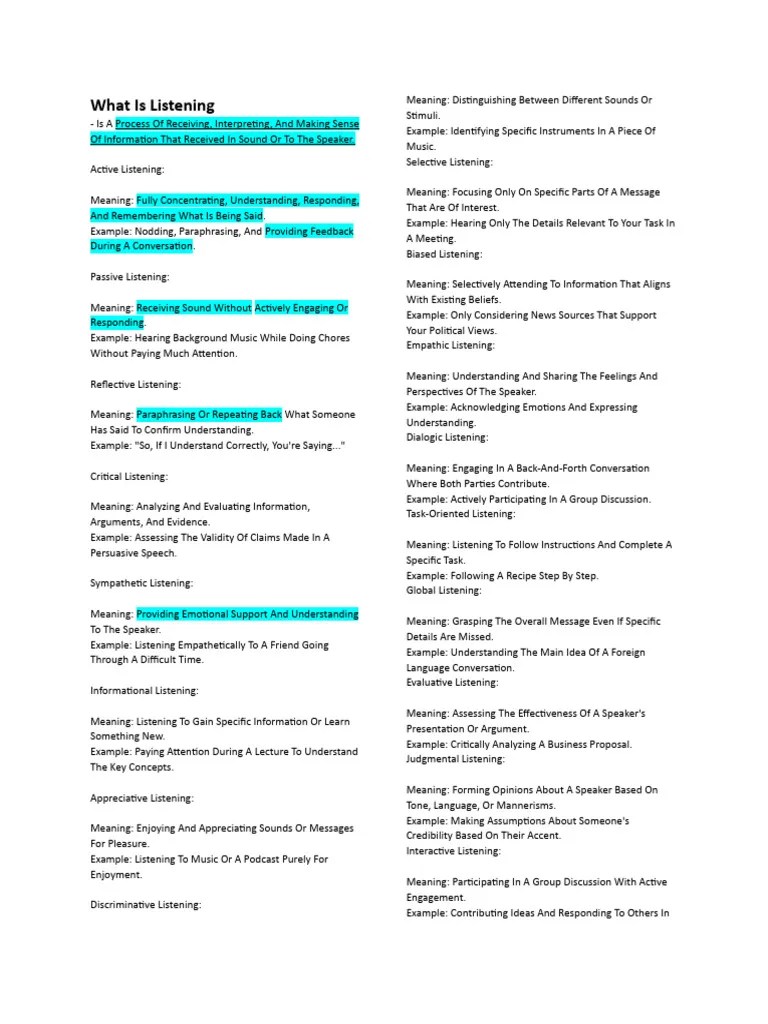 What Is Listening | PDF | Conversation | Cognition