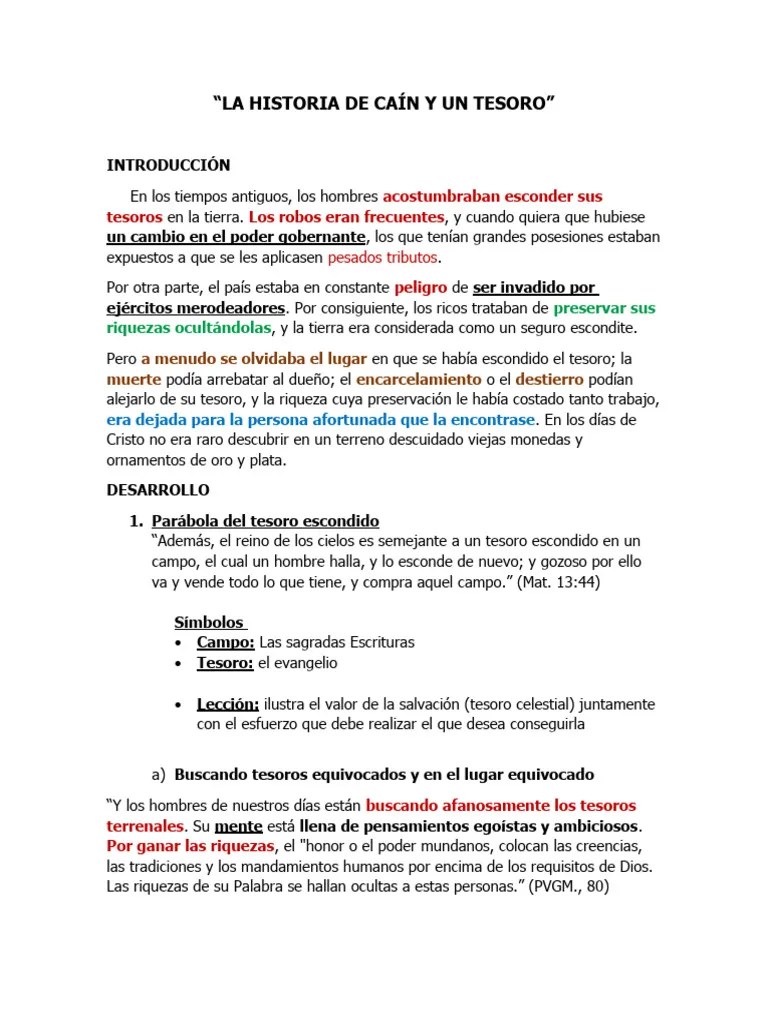 La Historia De Caín Y Un Tesoro | PDF | Biblia | Verdad
