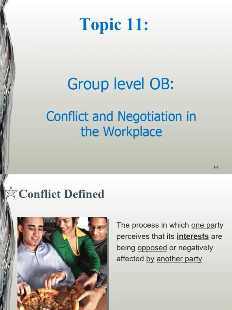 Topic 11 Conflict & Negotiation In The Workplace | PDF | Negotiation | Conflict (Process)