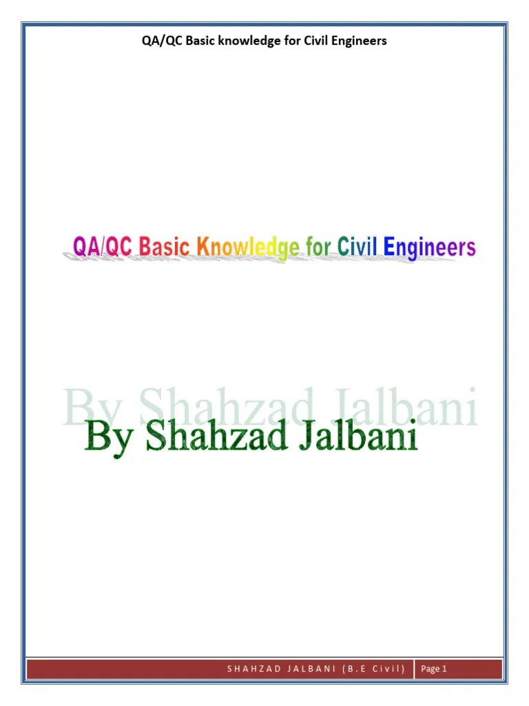 QA - QC Basic Knowledge For Civil Engineers | PDF | Quality Assurance ...