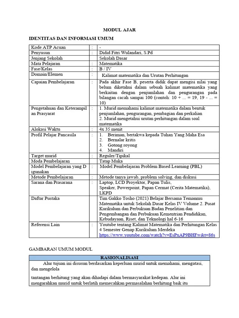 Format Modul Ajar - PPG FKIP UMS - Newest | PDF