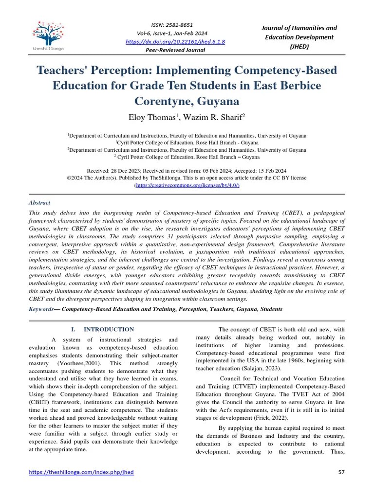 Teachers' Perception: Implementing Competency-Based Education For Grade ...