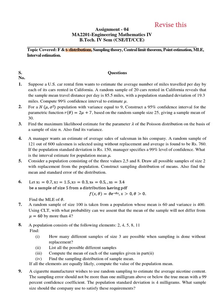 Final Assignment - 4 - MA2201 | PDF | Confidence Interval | Estimator