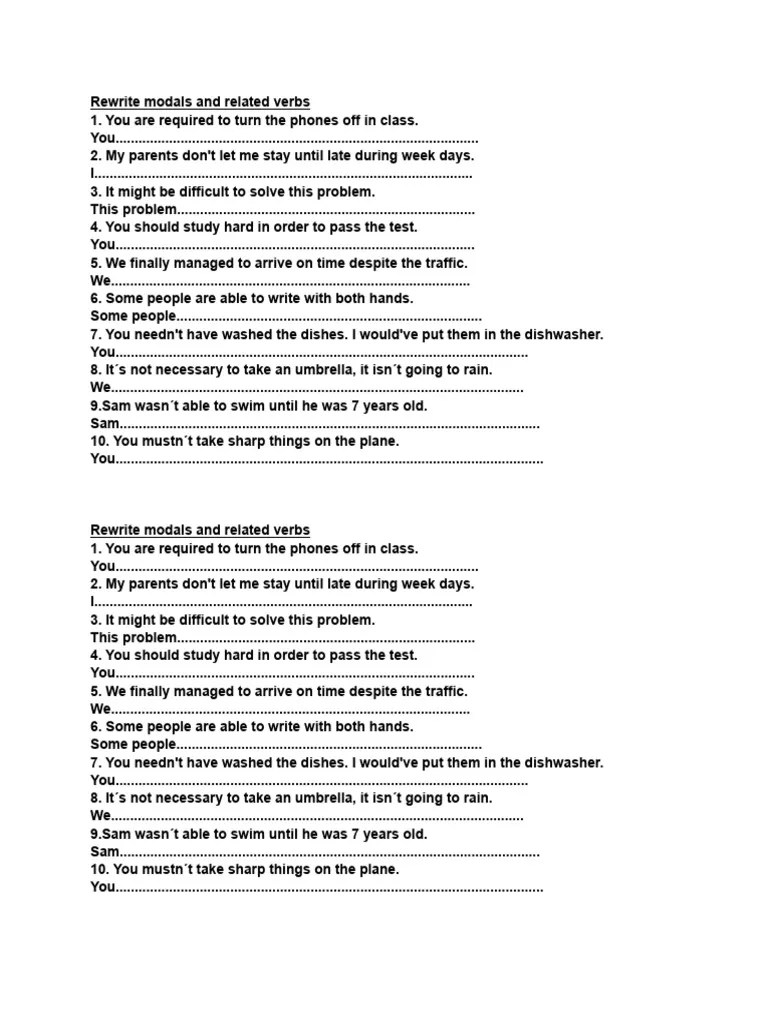 Rewrite Modals And Related Verbs | PDF | Linguistics