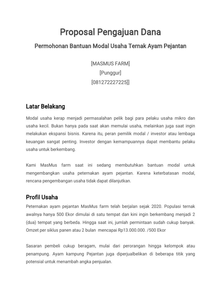 Proposal Pengajuan Dana Usaha | PDF