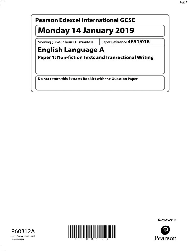 January 2019 (R) QP - Paper 1 Edexcel (A) English Language IGCSE | PDF