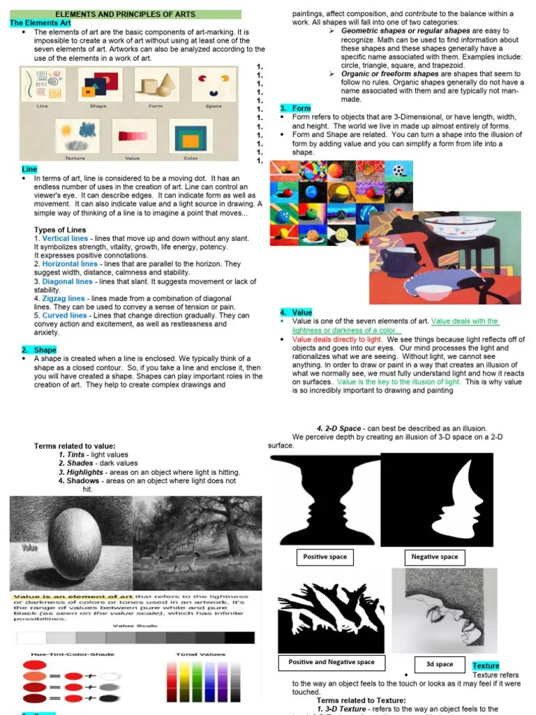 Elements And Principles Of Arts | PDF | Shape | Color