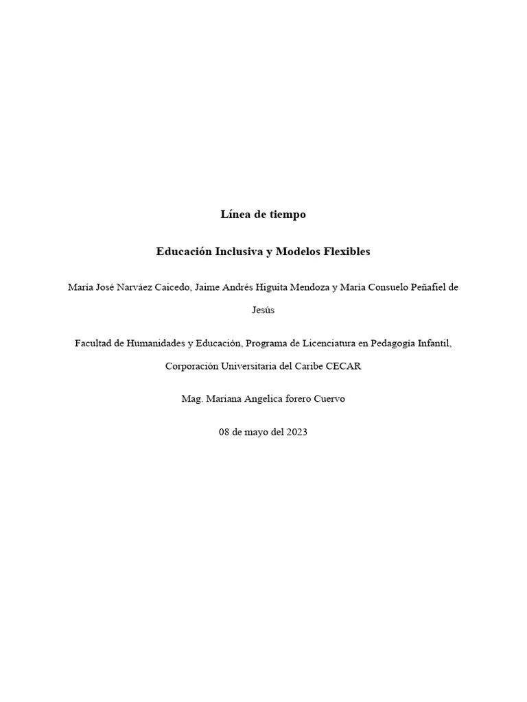 Línea De Tiempo De La Educación Inclusiva | PDF | Inclusión (Educación) | Invalidez