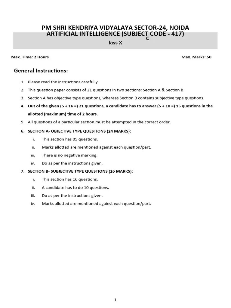 AI Class 10 - PB2 | PDF