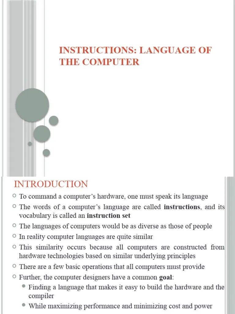 L1 - Instructions - Intro - Operations - Operands Of The Computer | PDF ...