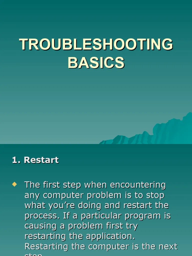 Troubleshooting Basics | PDF | Troubleshooting | Computer Hardware