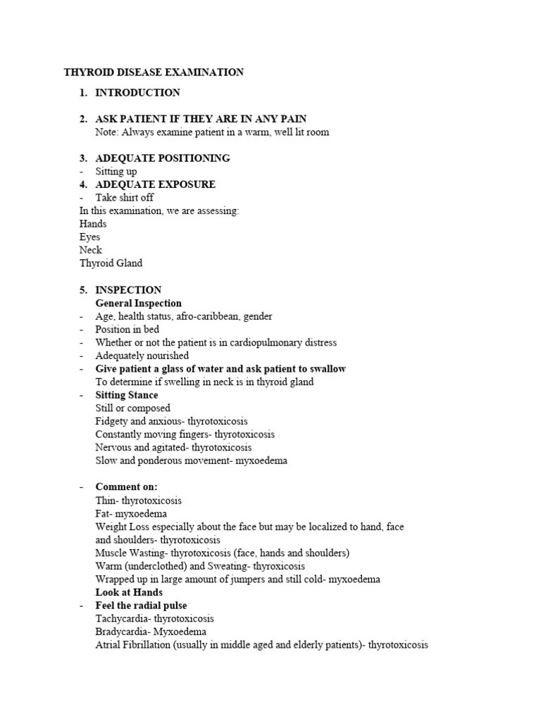 Thyroid Examination | Download Free PDF | Thyroid | Hyperthyroidism