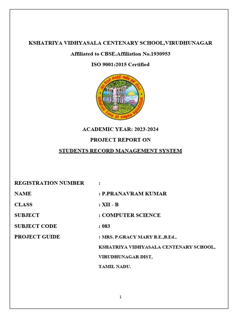 Student Record Management System | PDF | Databases | Computer Science