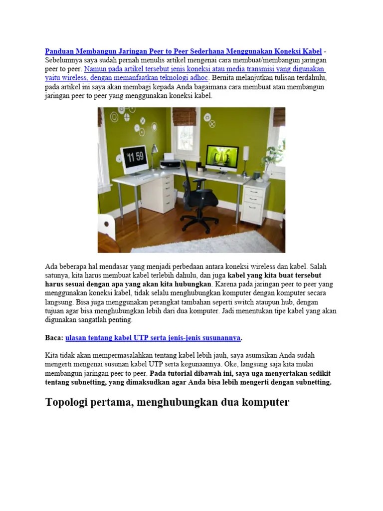 Panduan Membangun Jaringan Peer To Peer Sederhana Menggunakan Koneksi ...