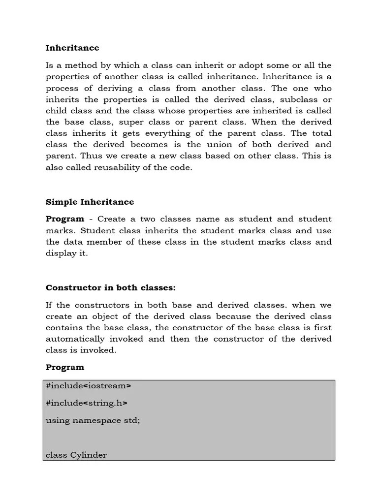 Inheritance | PDF | Inheritance (Object Oriented Programming) | Class ...