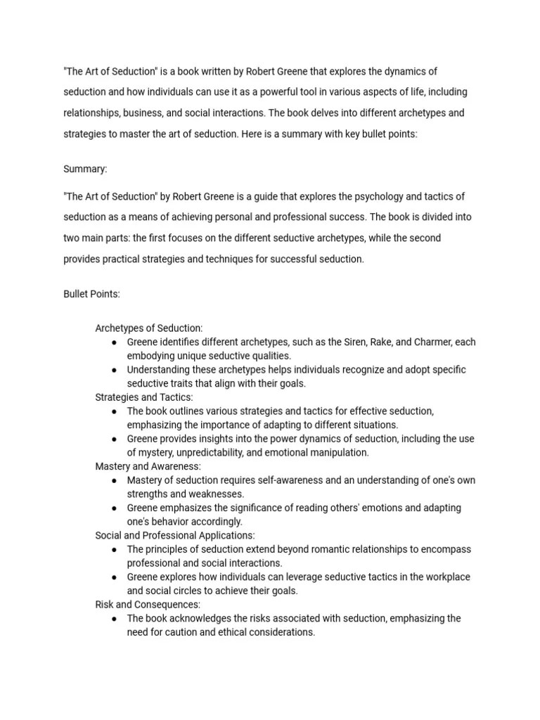 The Art Of Seduction Book Summary | PDF