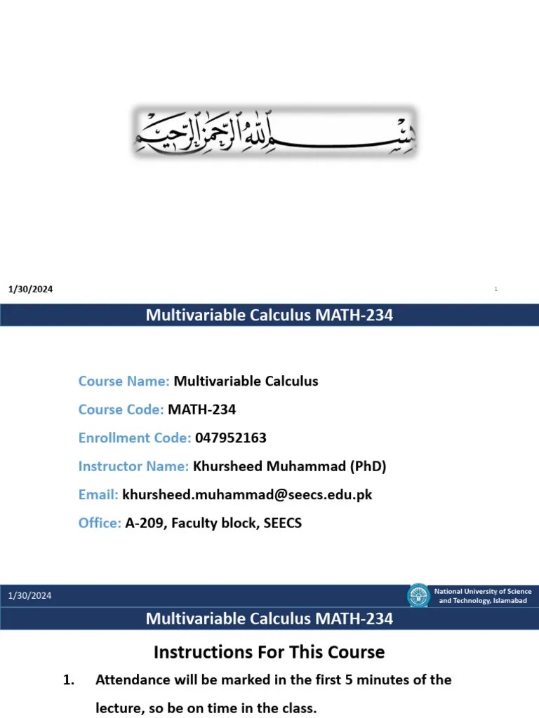 Lec. 1, 2, 3 Multivariable Calculus | PDF | Integral | Derivative