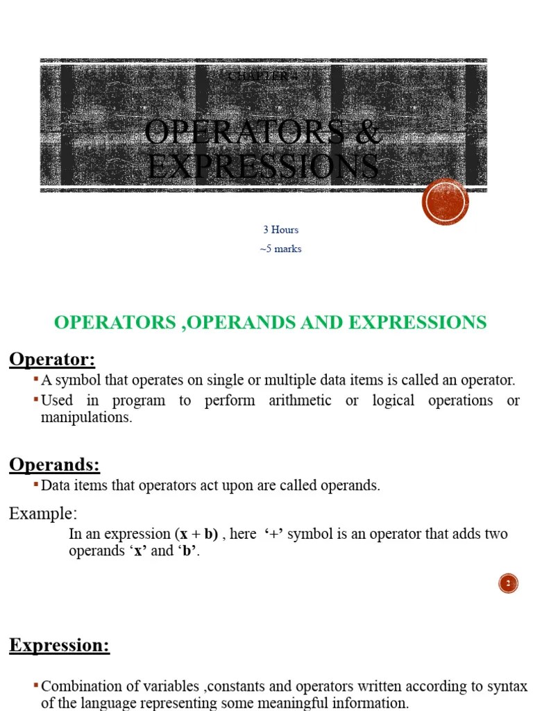 Chapter 4: Operators And Expressions | Download Free PDF | Integer ...